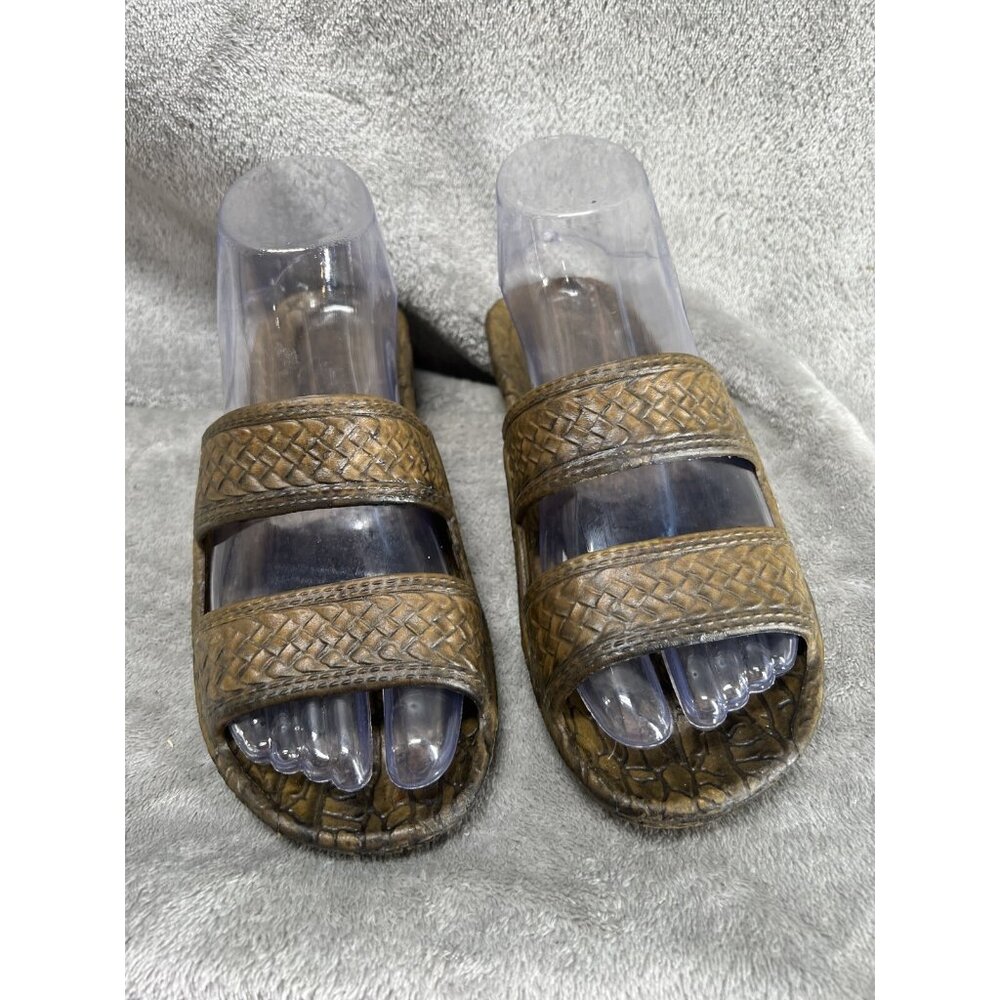 Pali Hawaii Women's Sandals Size 6  Slide Rubber Slip On Classic Brown Surfer - Picture 2 of 9